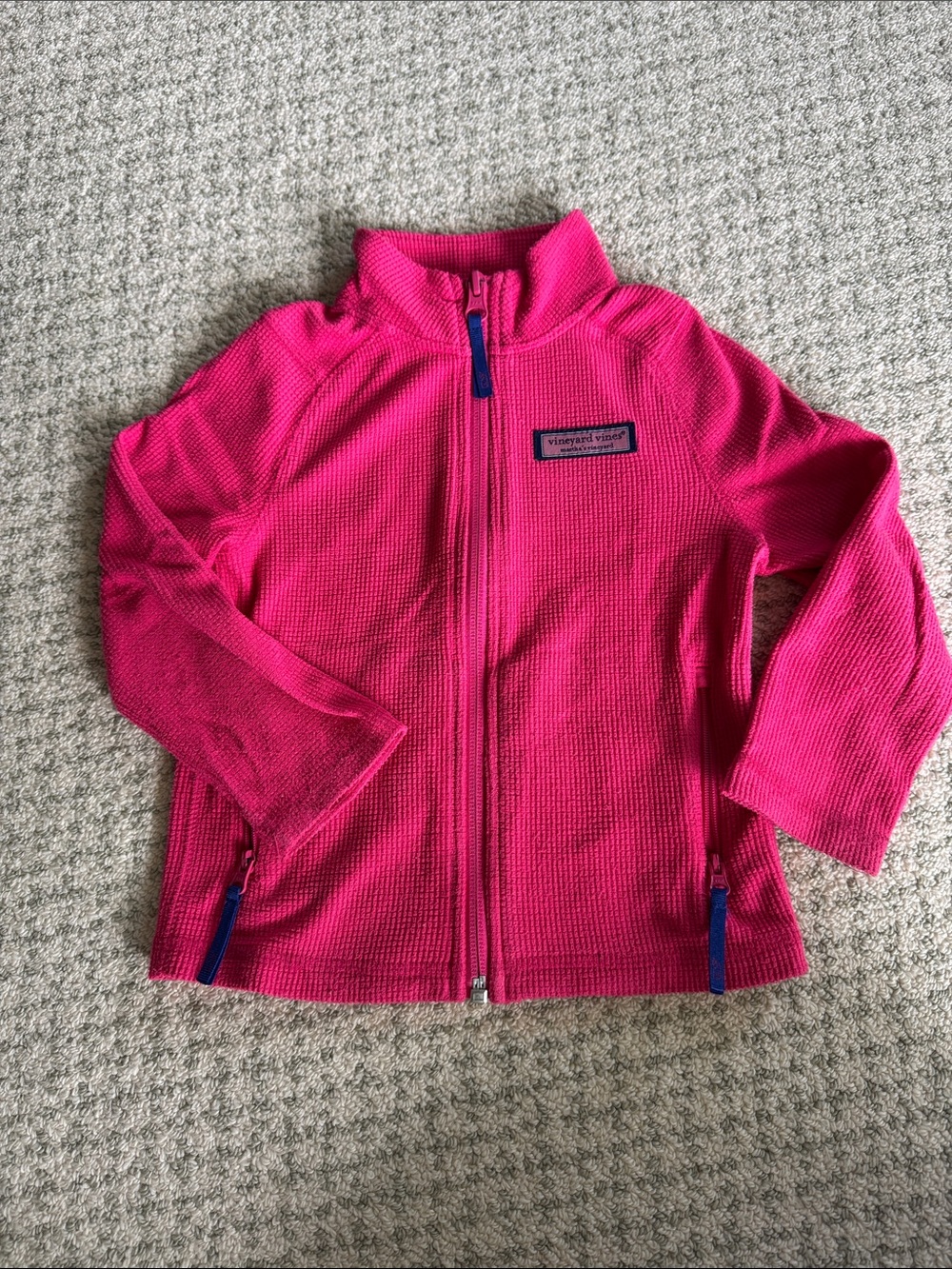 Vineyard Vines Hot Pink Full‑Zip Waffle Fleece Jacket